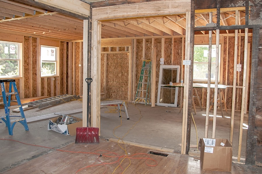 Residential room addition onto a home in Springfield, IL with open concept living space.