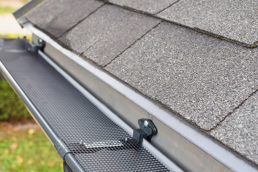 Up close picture of a gutter guard on the home of a Springfield, IL home.