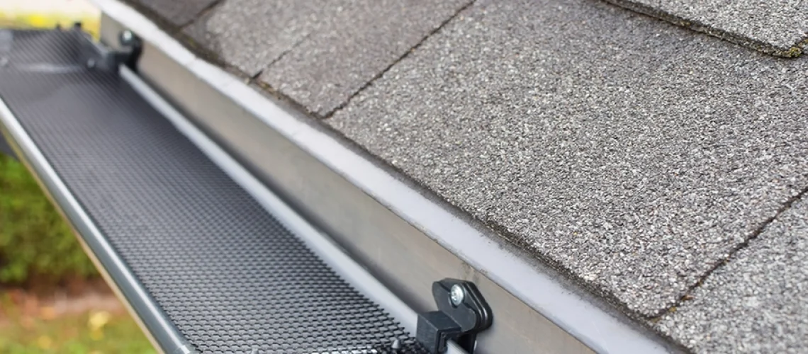 Up close picture of a gutter guard on the home of a Springfield, IL home.